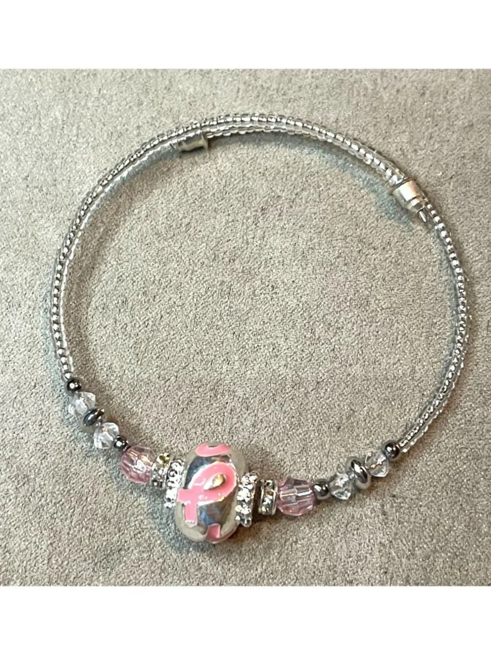 Bali-Style Charm Bracelet Breast Cancer Awareness and Research